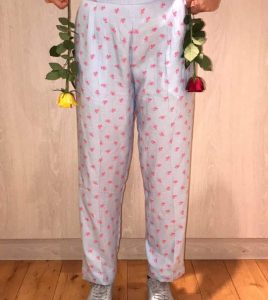 Flower Straight Leg Cotton Trousers